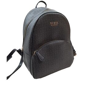 Guess Charcoal/Brown Monogram Backpack Adjustable Shoukder Straps